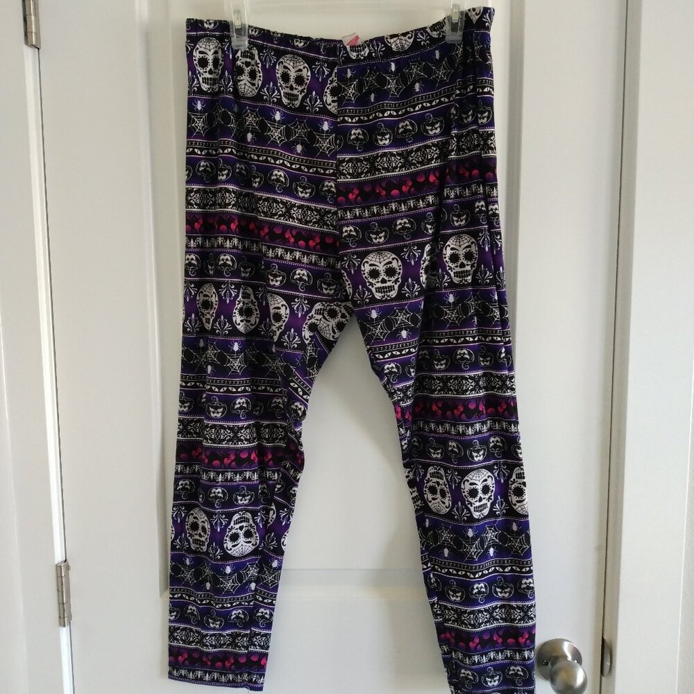 No Boundaries Halloween Leggings Sugar Skulls Women's XXL